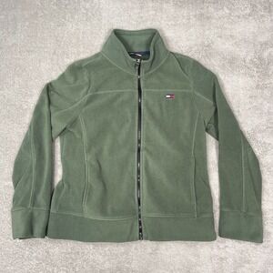Tommy Hilfiger Fleece Jacket Women's Large Olive Green Warm‎ Comfy Layering